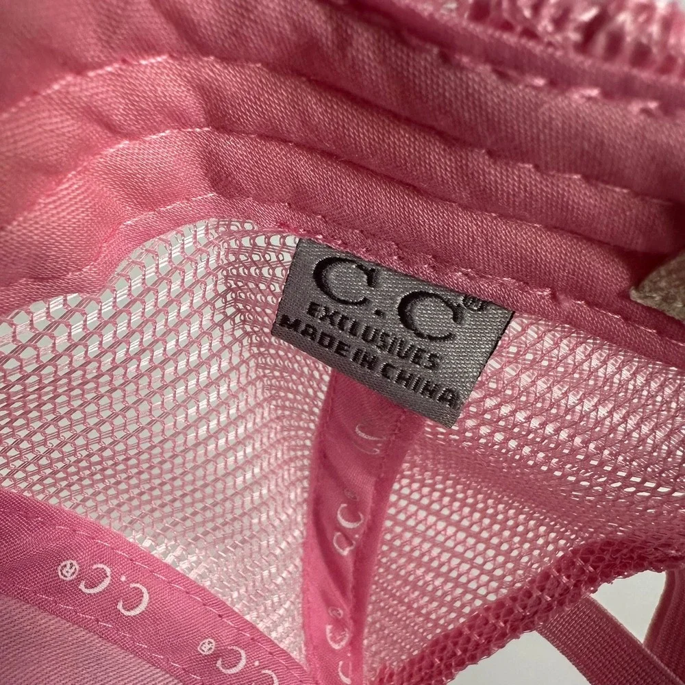 CC Kids Pink Tie Dye Distressed Baseball Cap Criss Cross‎ Ponytail Trucker Hat